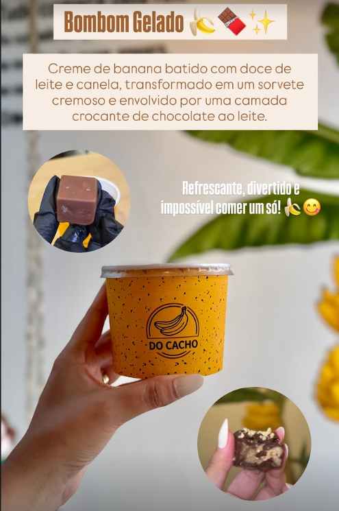 Bombom gelado de banana e chocolate